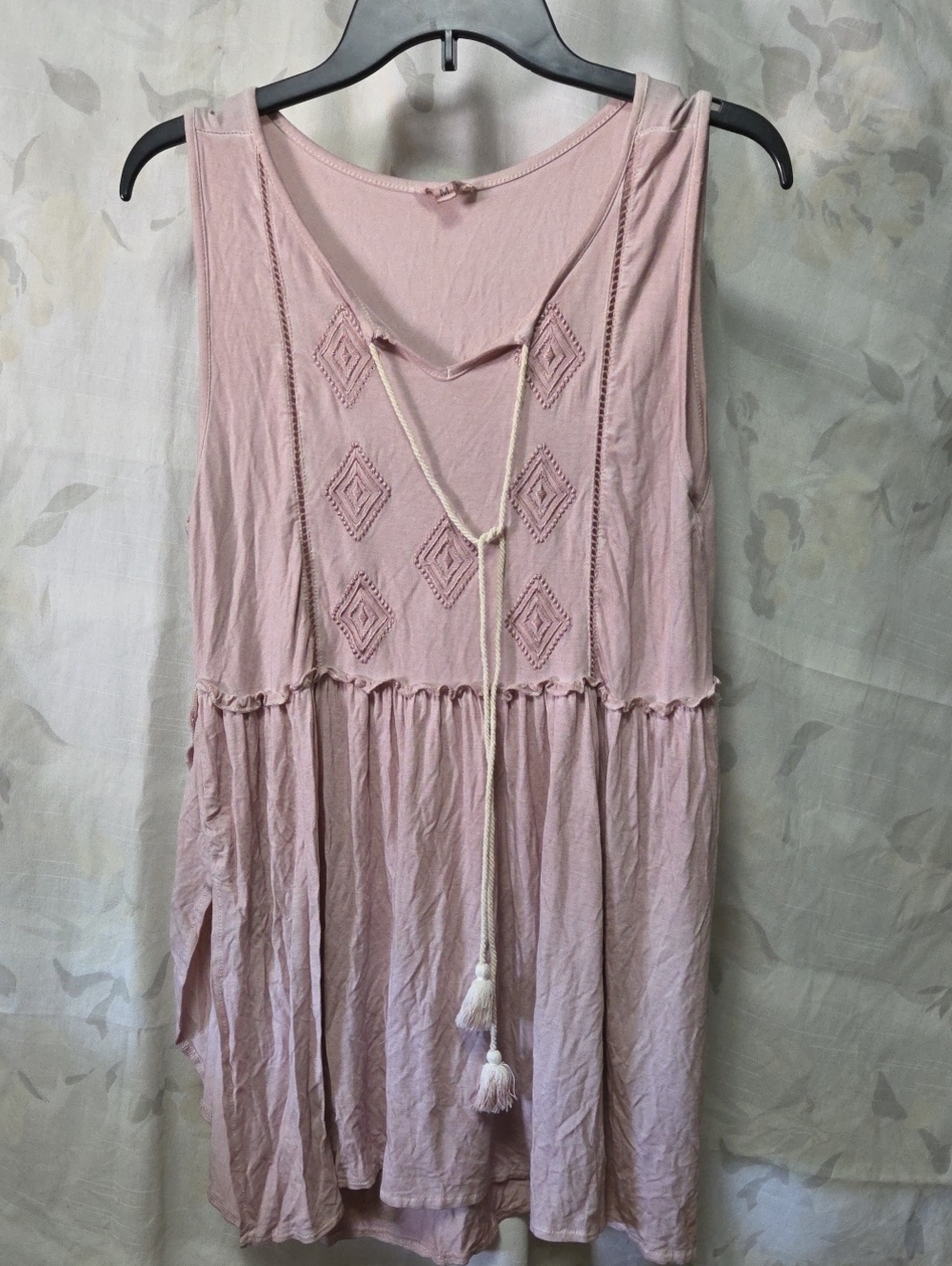 POL Blush Pink Sleeveless Top with Tassel Detail